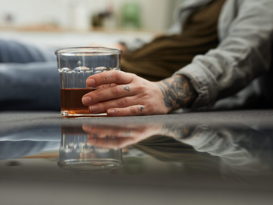 Woman relaxing with alcohol